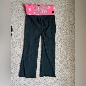 PINK Victoria's Secret Black Leggings with Pink Waistband